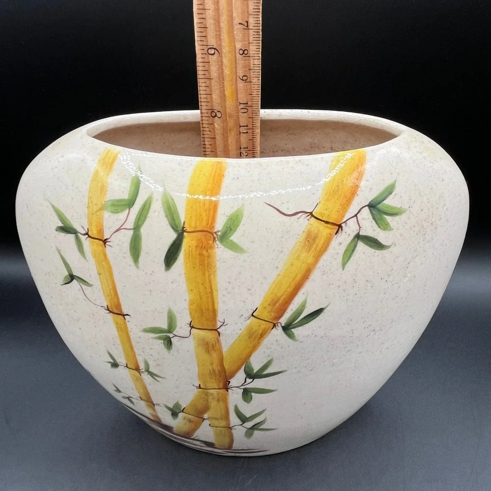 Vtg Vase Oriental Bamboo Signed 8